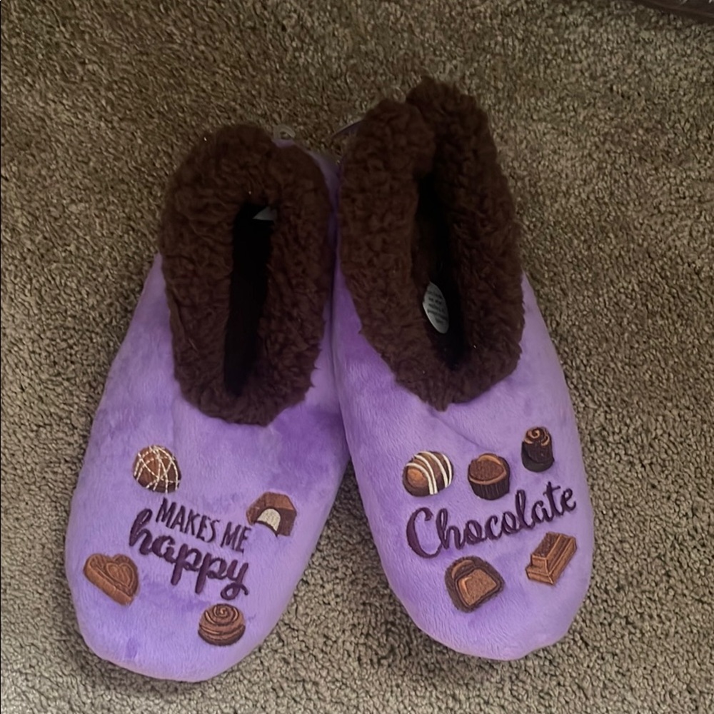 Cozy Purple and Brown Plush Slippers